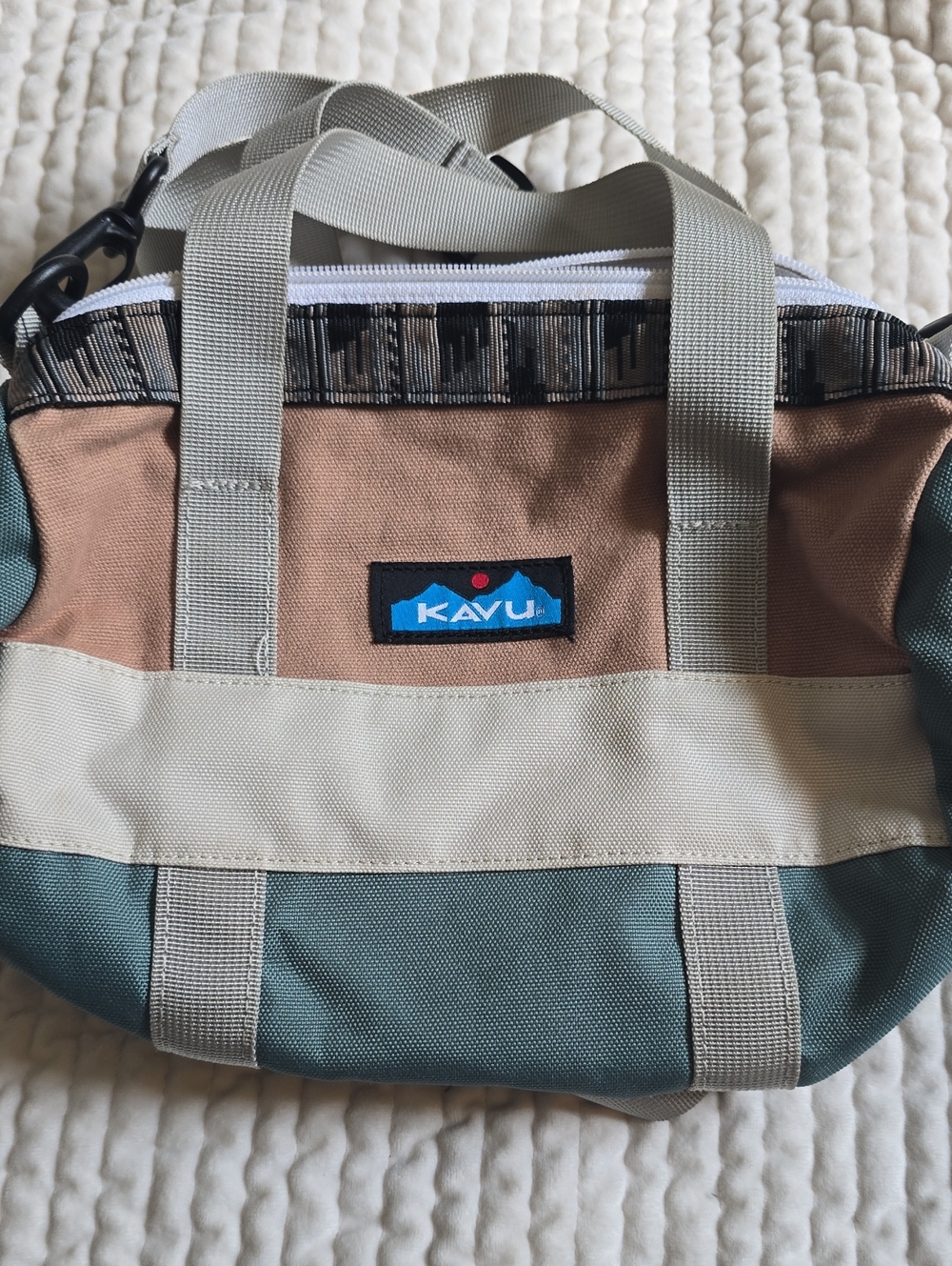 Kavu Colorblock Bag in Brown, Green & Cream